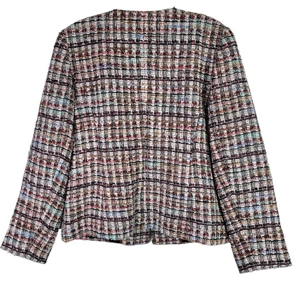 Talbots Blazer Jacket Womens Size 8 Petite Button Tweed Multicolored Fringe - Picture 3 of 8